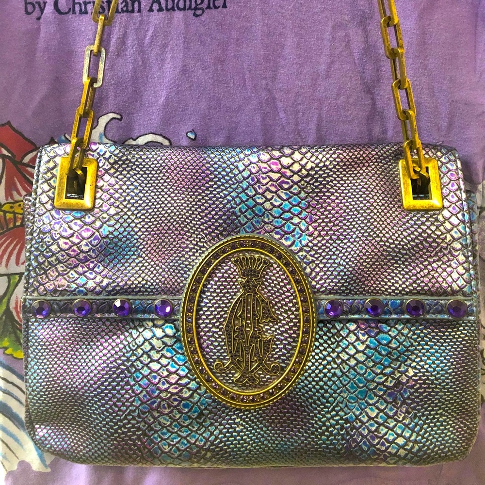 Designer Christian Audigier PVC Snakeskin Purse